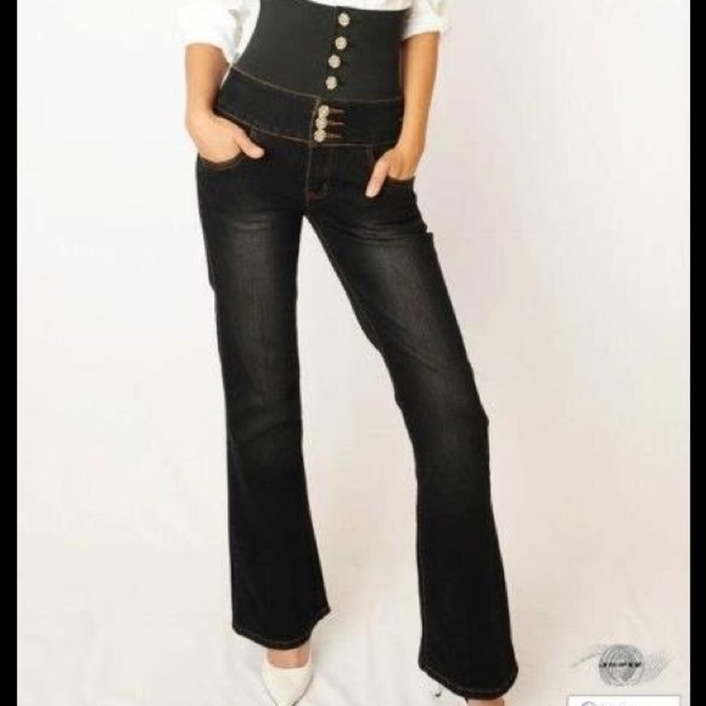 High waisted elastic jeans